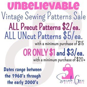 INCREDIBLE SEWING PATTERNS SALE!! PLEASE READ DESCRIPTION!! MUST GO!!!